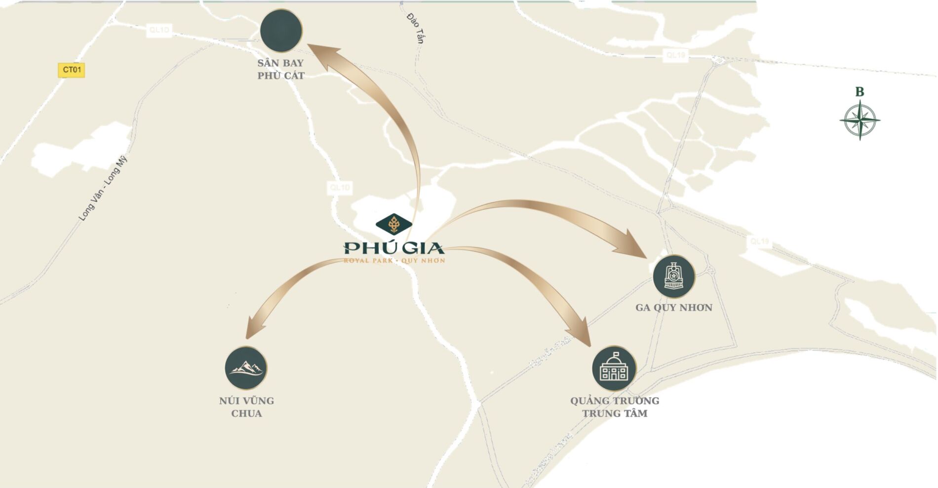 Nhà phố thương mại Phú Gia Royal Park: Có phù hợp để kinh doanh? 2 Sơ đồ vị trí kết nối dự án Phú Gia Royal Park trên Quốc lộ 1D Tây Sơn