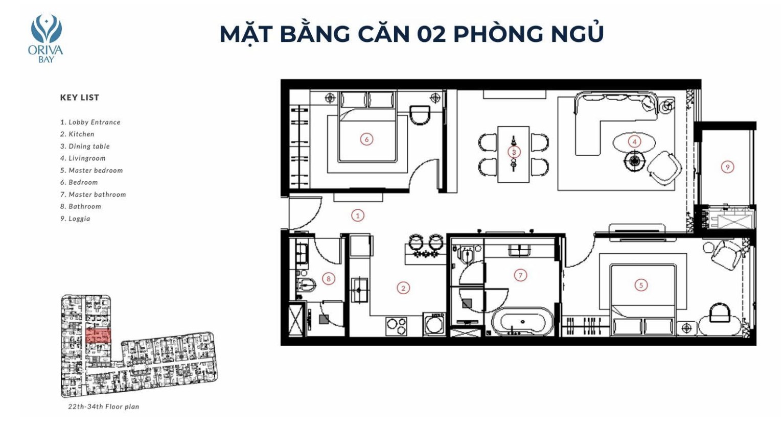 Layout căn hộ 2 phòng ngủ Oriva Bay Quy Nhơn Mặt bằng căn hộ 2 phòng ngủ Oriva Bay Quy Nhơn