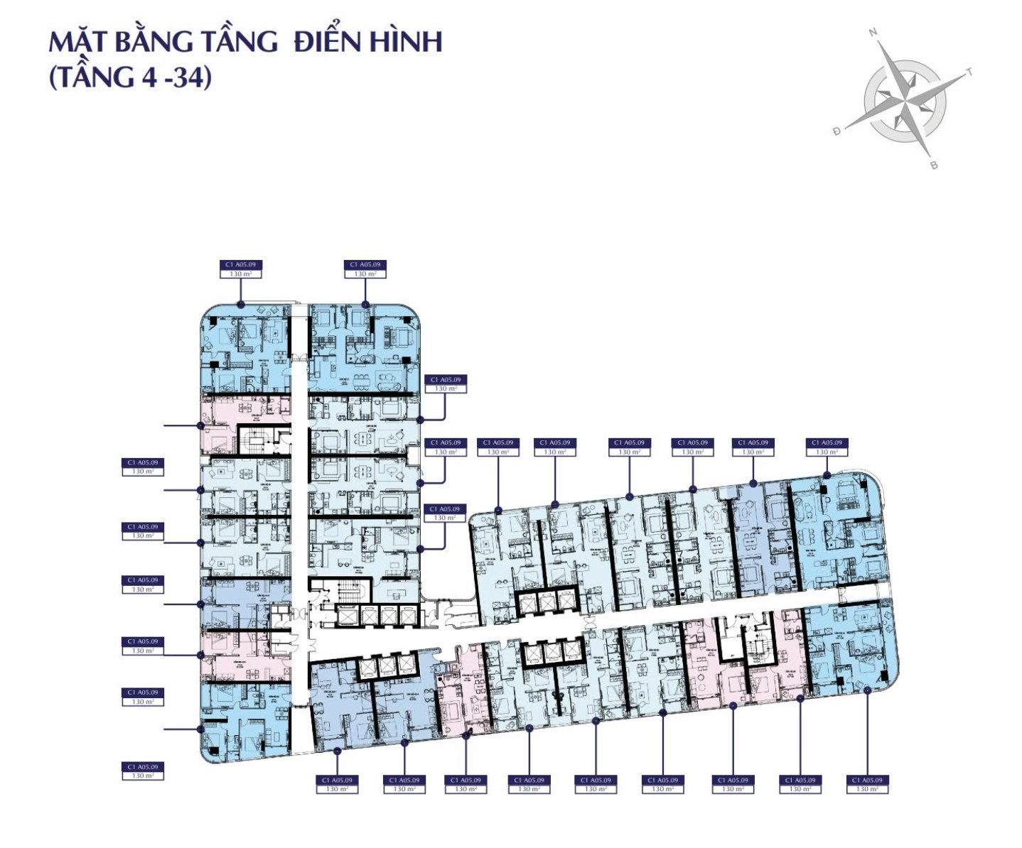 Mặt bằng tầng điển hình Oriva Bay Quy Nhơn tầng 4-34 Mặt bằng tầng điển hình Oriva Bay Quy Nhơn từ tầng 4 đến tầng 34