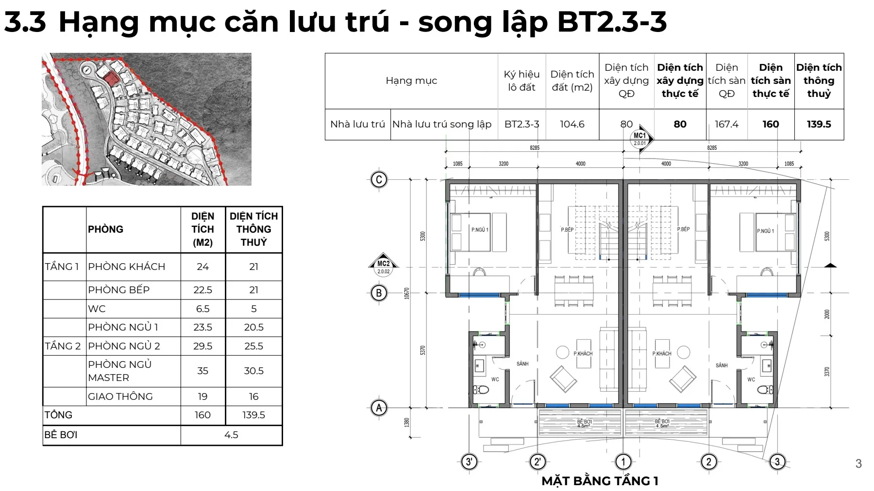 The Hera Resort Quy Nhơn: Vị Trí, Mặt Bằng & Bảng Giá 2026 9 Mặt bằng căn lưu trú song lập BT2.3-3 The Hera Resort
