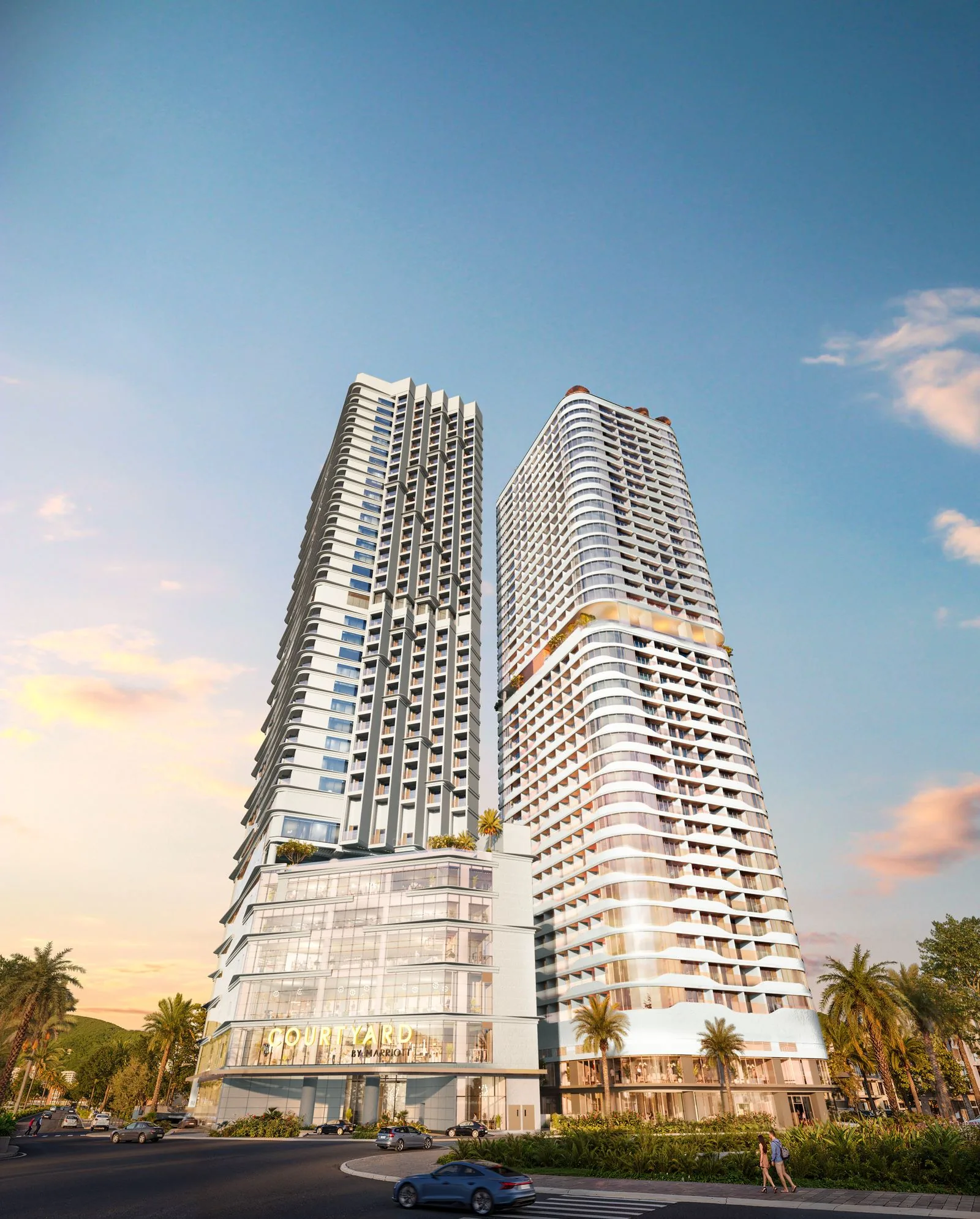 Q’Terra Quy Nhơn (Q1 Tower cũ): Vị Trí, Mặt Bằng & Giá 2026 6 Phối cảnh kiến trúc tháp đôi Q’Terra Quy Nhơn