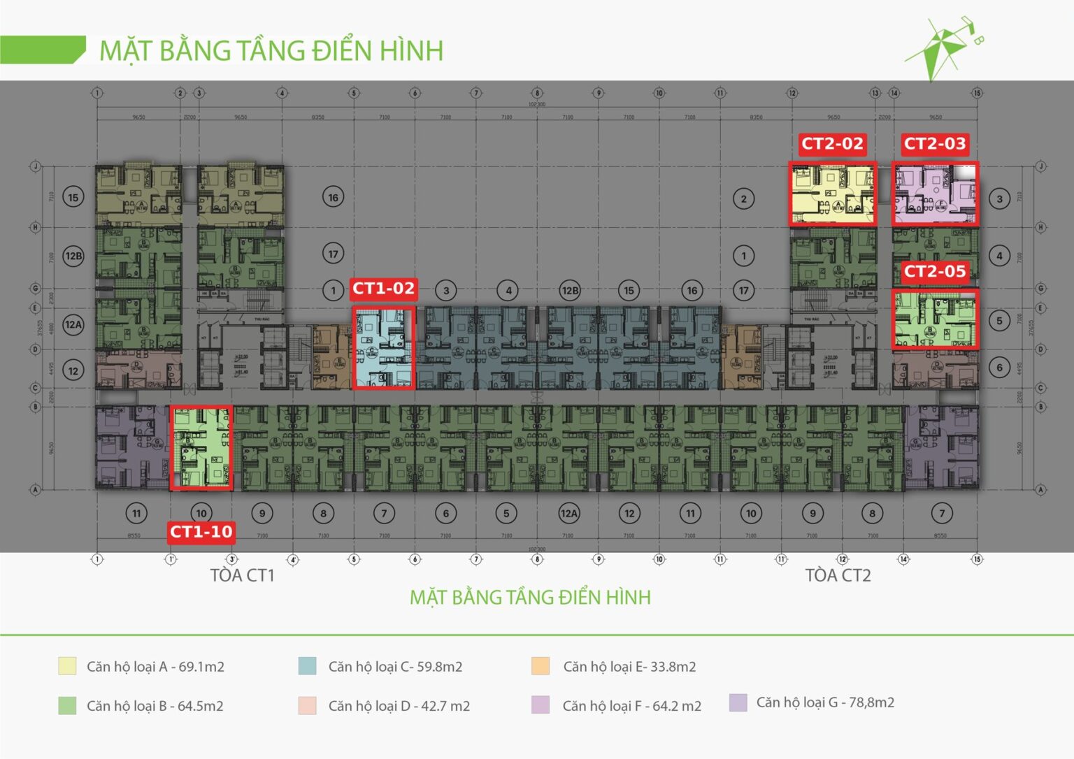 5 Căn Hộ 2 Phòng Ngủ EcoLife Riverside Nổi Bật Nhất – Giỏ Hàng Tháng 10/2026 2 Mặt bằng tầng EcoLife Riverside đánh dấu 5 căn 2 phòng ngủ nổi bật trong giỏ hàng