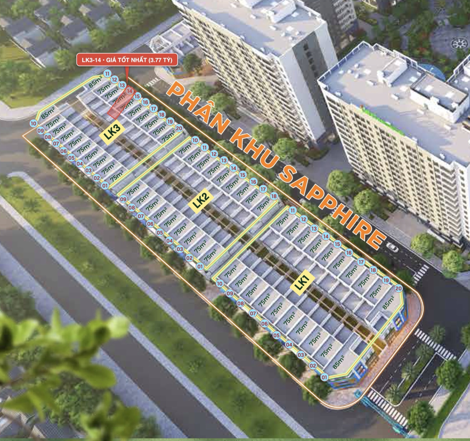 5 Căn Nhà Phố Liền Kề IEC Đáng Xem Nhất Dự Án 3 Sơ đồ vị trí căn nhà phố liền kề LK3-14 trên mặt bằng tổng thể dự án IEC Quy Nhơn