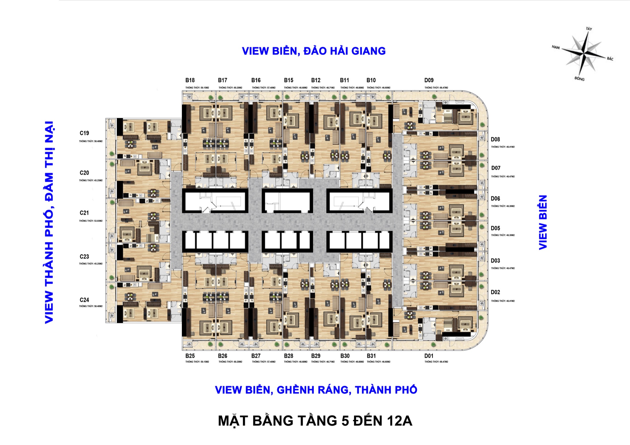 Mặt bằng tầng 5 đến 12A TMS Quy Nhơn