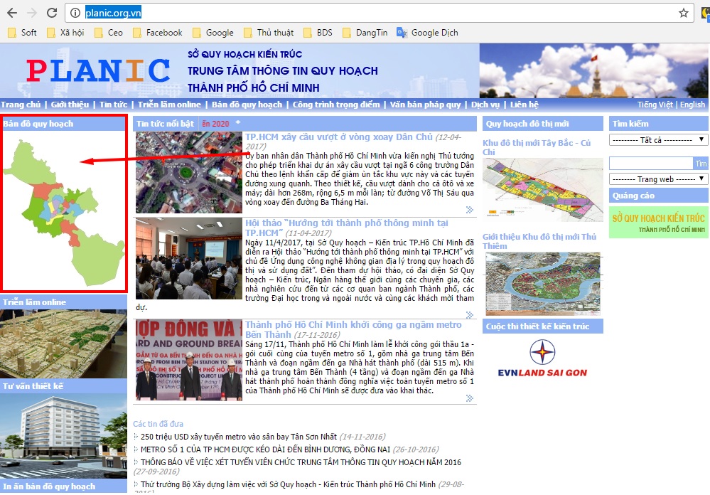 Hướng dẫn xem bản đồ Quy hoạch HCM online. 2 quy hoach hcm 1