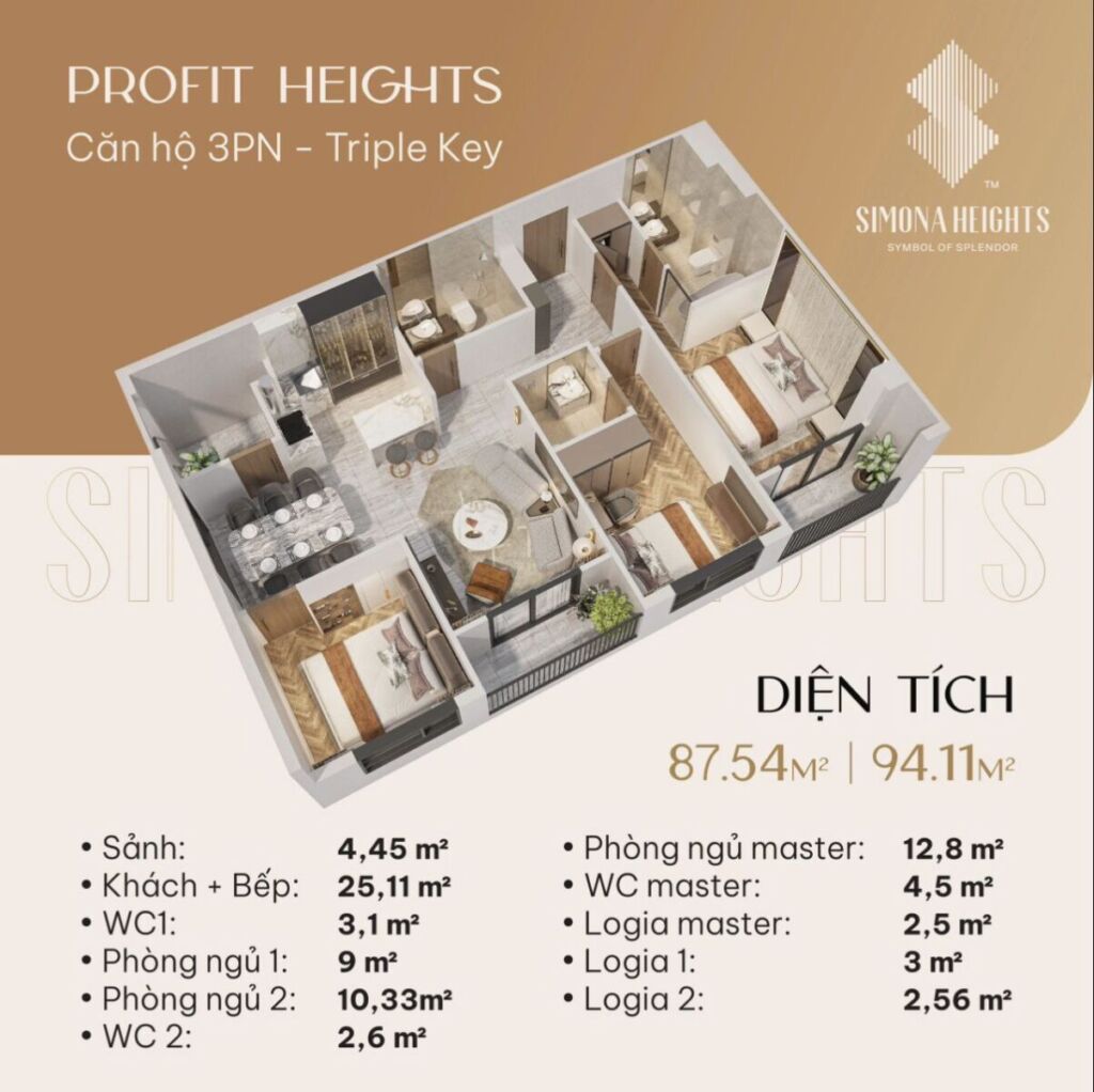 Nội thất Simona Heights sử dụng vật liệu gì? Chất lượng bàn giao ra sao? 3 can ho 3 phong ngu simona heights