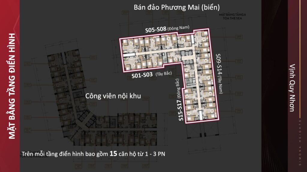 Simona Heights 11 mặt bằng tầng của tháp the Sea