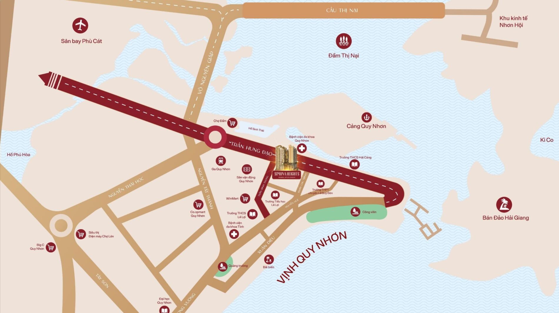 Vị trí căn hộ dubplex simona heights quy nhơn