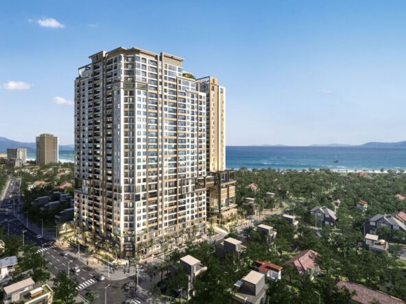Phối cảnh tổng thể dự án căn hộ hạng sang Simona Heights Quy Nhơn với tầm nhìn trực diện vịnh biển