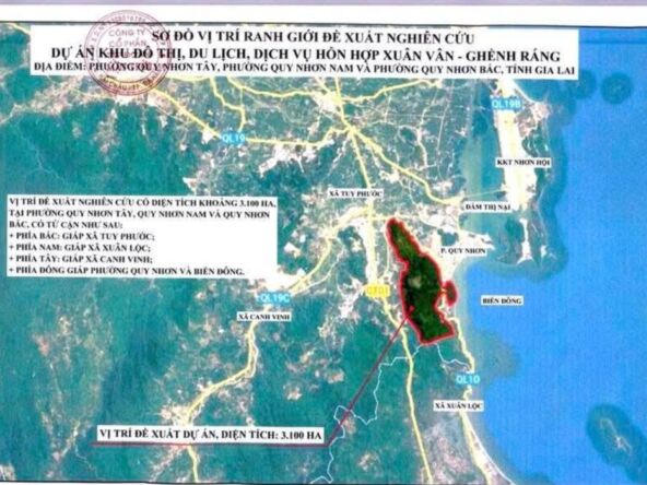 Bản đồ quy hoạch 3.100ha dự án khu đô thị du lịch nghỉ dưỡng Sun Group Quy Nhơn tại Xuân Vân - Ghềnh Ráng