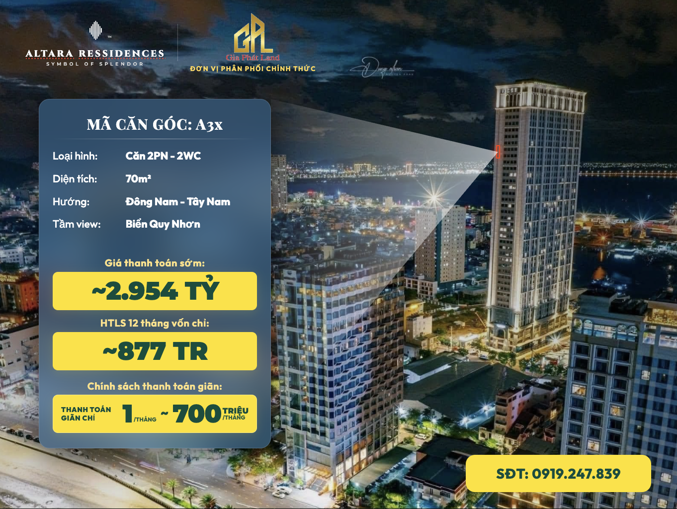 Giá căn hộ Altara Residences Quy Nhơn dưới 3 tỷ
