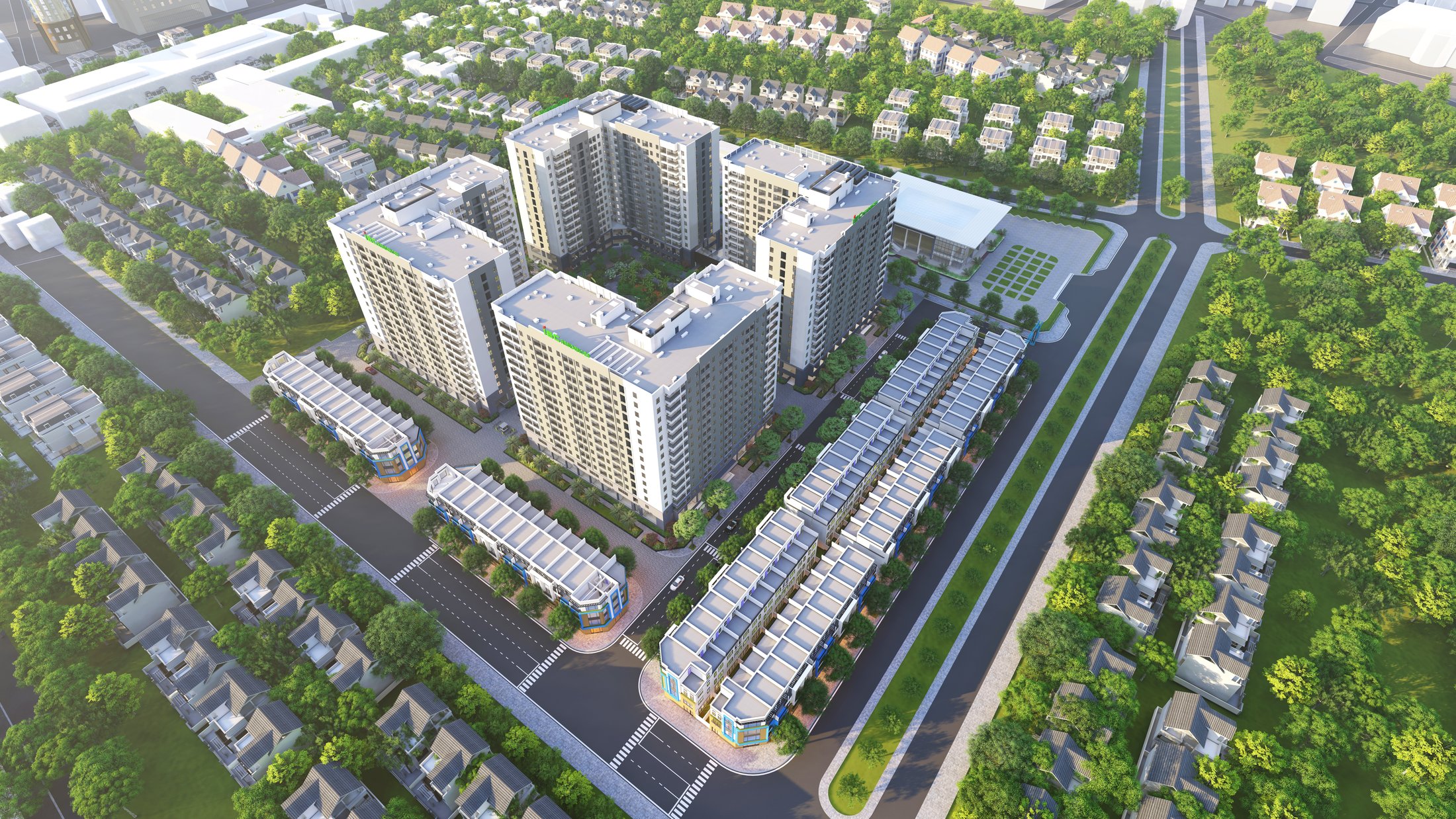 Phối cảnh quảng trường nhạc nước và trục đường nội khu dự án IEC