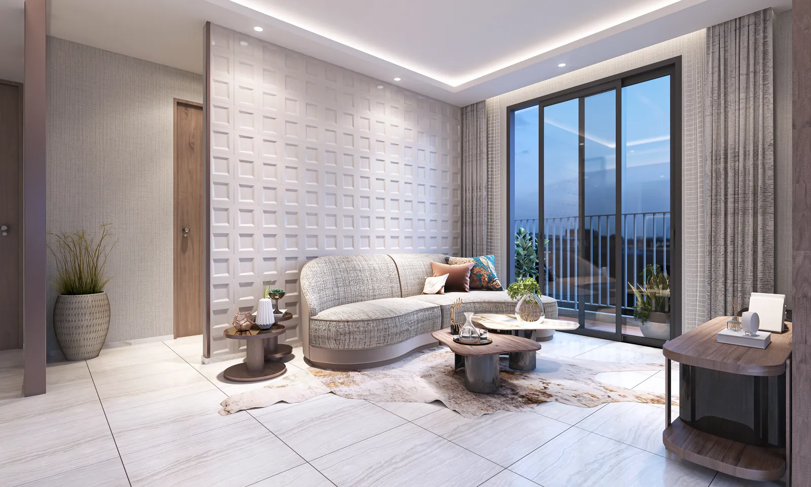 Phối cảnh phòng khách căn 3 phòng ngủ Simona Heights