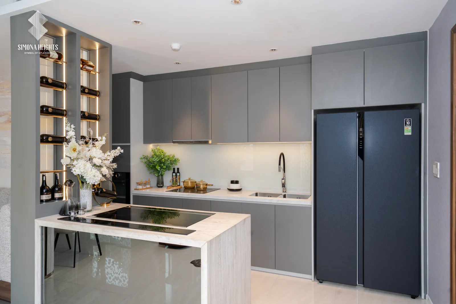 Ảnh căn hộ mẫu 3 phòng ngủ Simona Heights với khu bếp