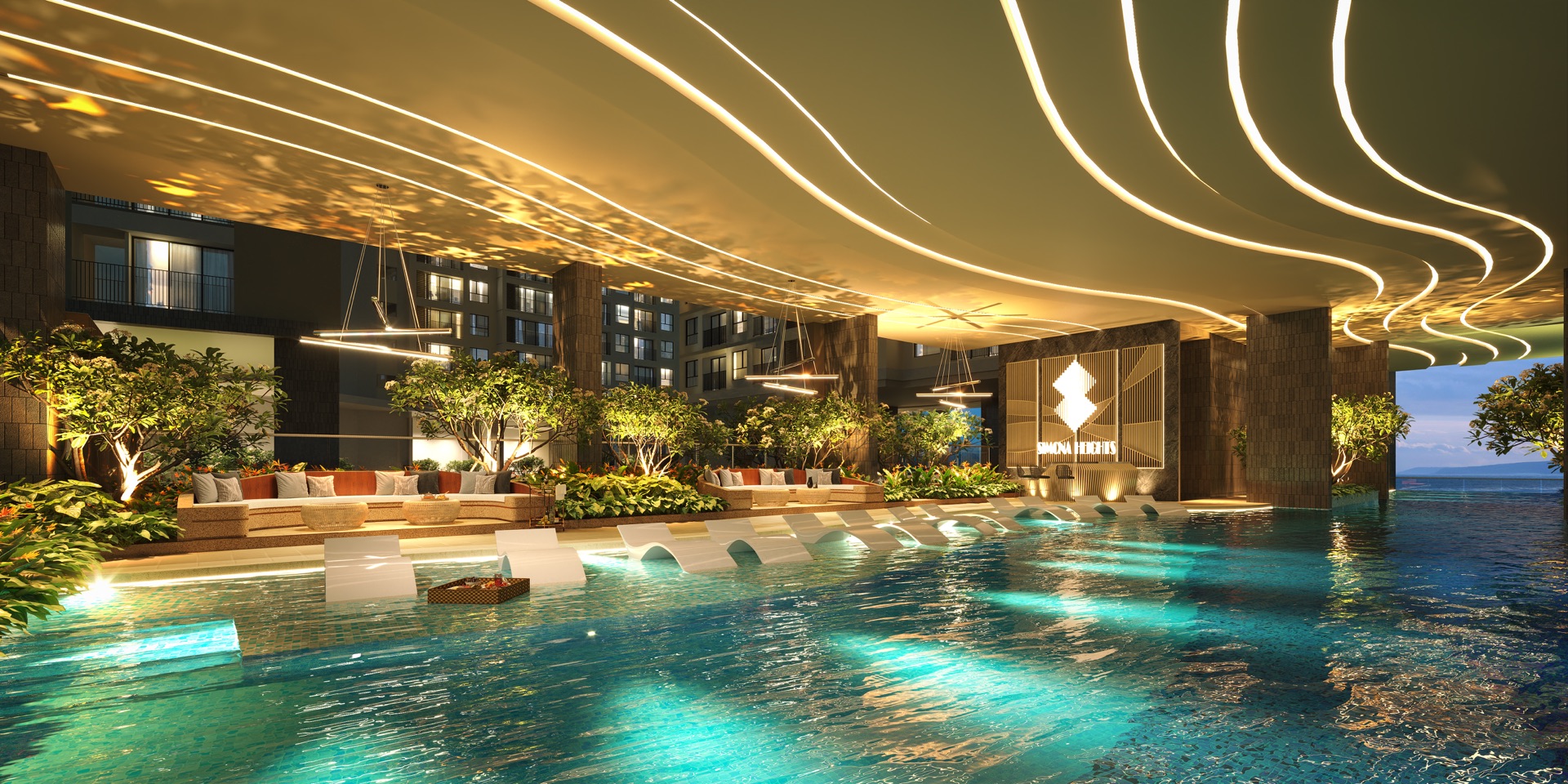 Vườn treo Sky Garden và đường dạo bộ trên không tại dự án Simona Heights